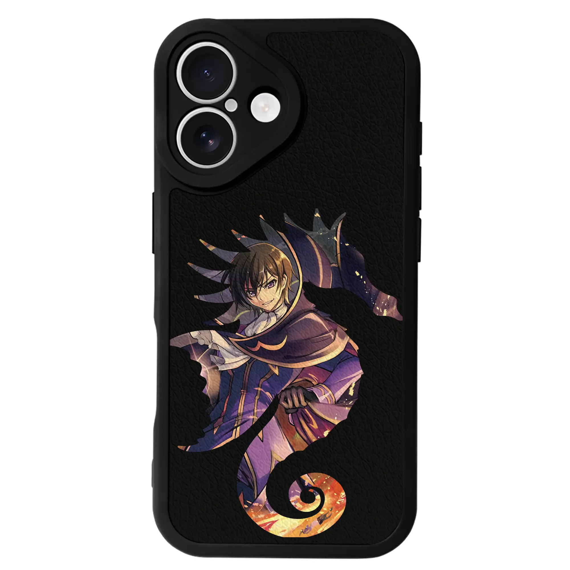 コードギアス 反逆のルルーシュ グッズ ルルーシュ・ランペルージ - IPhone 16シリーズ対応 ・ シリコンスマホケース ・ レザー調 ・ 高精度フィット ・ 耐衝撃 ・ ワイヤレス充電対応 ・ 精密カット